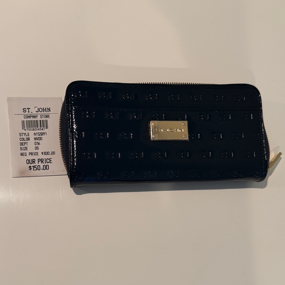 St. John Midnight Blue Wallet with Gold Accent